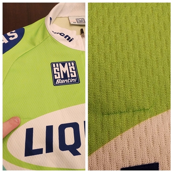 SMS Santini Bianchi Liquigas 1/4 zip cycling jersey. Blue green. Size large - Picture 3 of 16